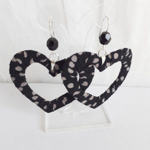 Boucles d'oreilles Cœur Black N'White