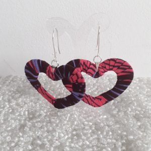 Boucles d'oreilles Coeur en wax rose fushia
