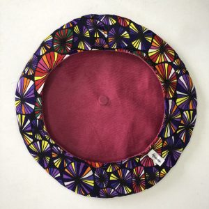 NEW Béret réversible en Wax et Velours rose